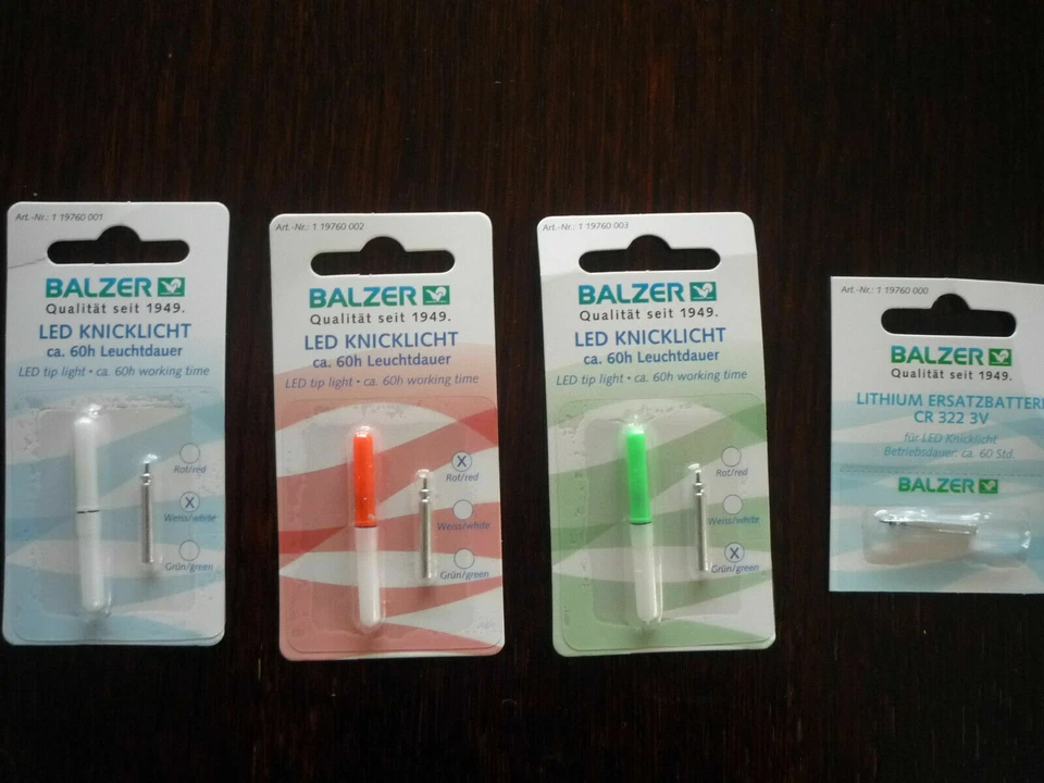 BALZER LED Knicklicht grün weiß rot Knicklichter Bissanzeiger Pose Posen Licht