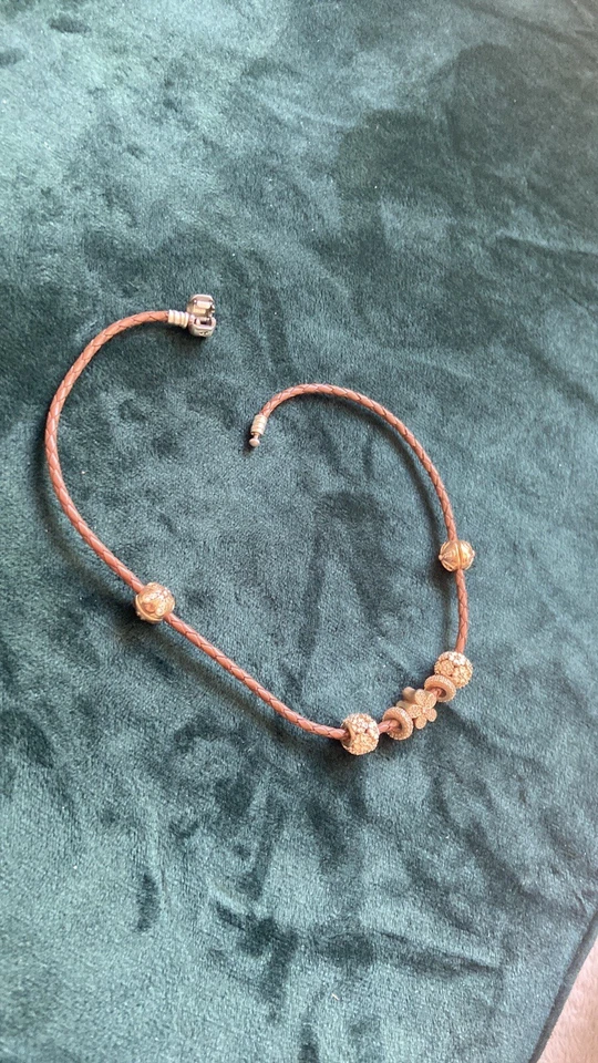 NWT 626 PANDORA  on the  Brown leather  Bracelet &  7 prices  of charm - Image 4 of 4