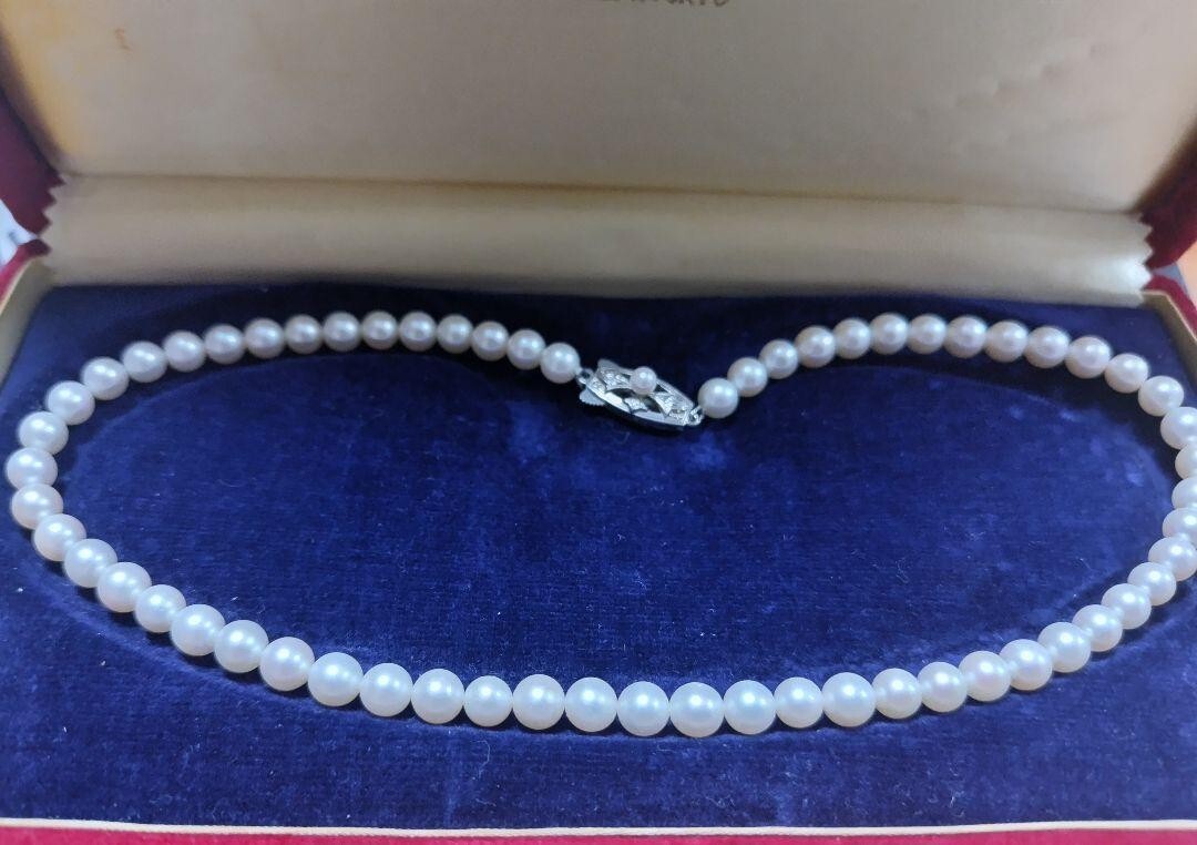 廃盤【MIKIMOTO】THE PEARL NECKLACE Mikimoto Pearl Necklace Sterling Silver 1960s Japan 16.75
