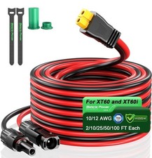 Solar to XT60 Charge Extension Cable with Solar Connectors Caps / 100 FT