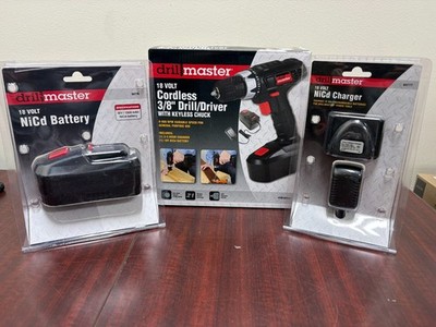 Drill Master 18V Cordless 3/8 Drill Driver Kit NICD Battery and Nicd Charger-New