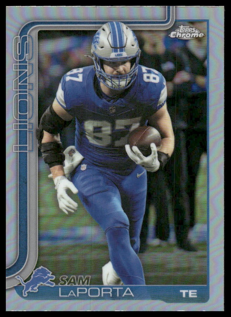 Sam LaPorta 2025 Topps Chrome #100 Refractor Detroit Lions
