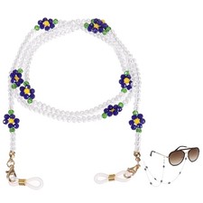 Flower Eyeglass Chains for Women, Crystal Eyeglass Holder Chains, Blue