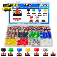 120PCS 12X12X7.3 Mm Tact Tactile Push Button Switch Kit, 4 Pin Orange Momentary
