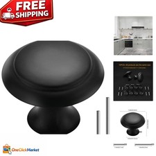 Sturdy 10PCS Matte Black Round Cabinet Knobs - Easy Installation 1.2 Inch