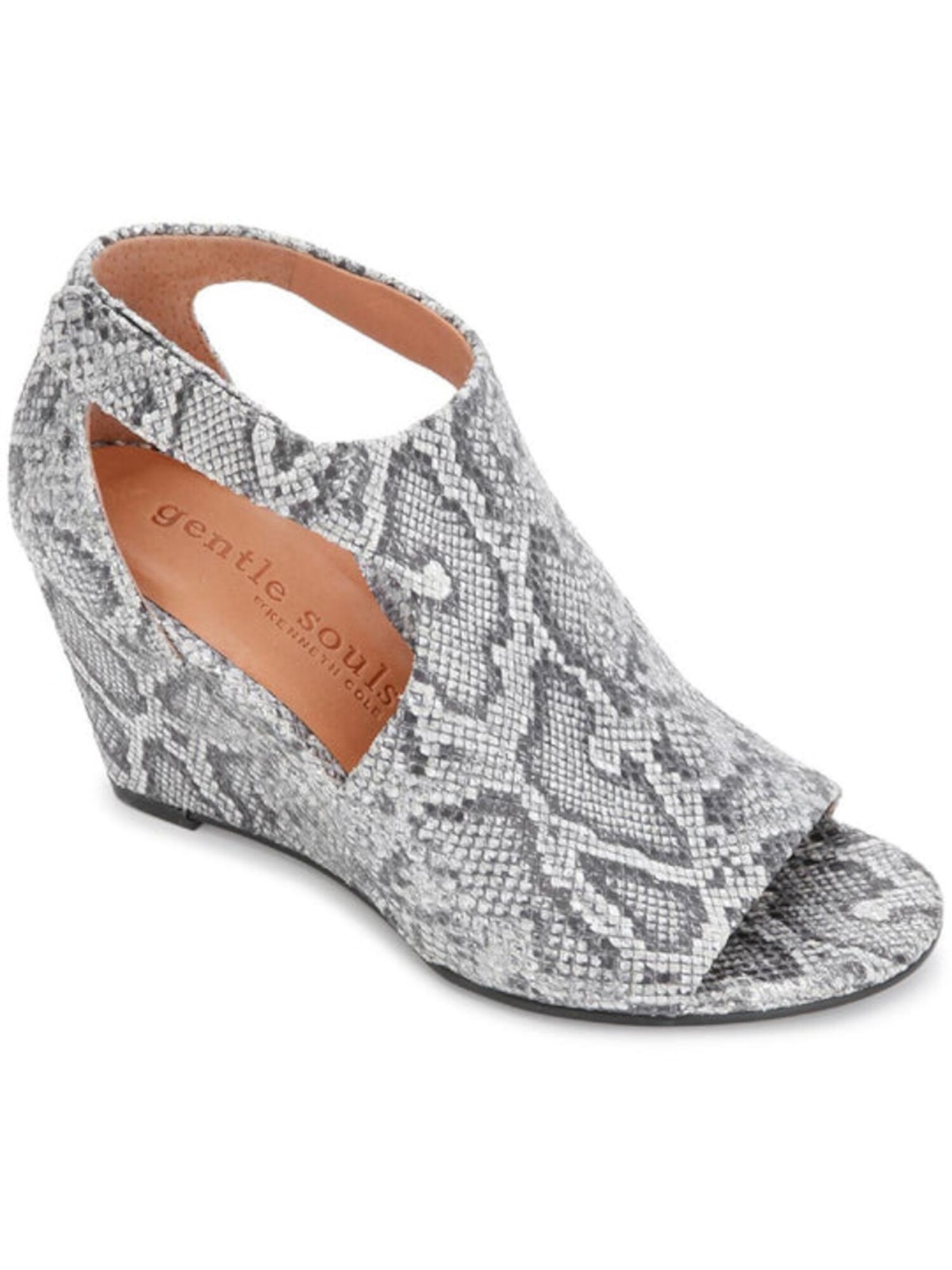 GENTLE SOULS KENNETH COLE Womens Gray Lunette 75 Hooded Wedge Sandals 65 M 19090₽