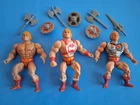 He-Man Vintage MOTU 1980's Action Figure Lot of 3 He-Man with Weapons Mattel