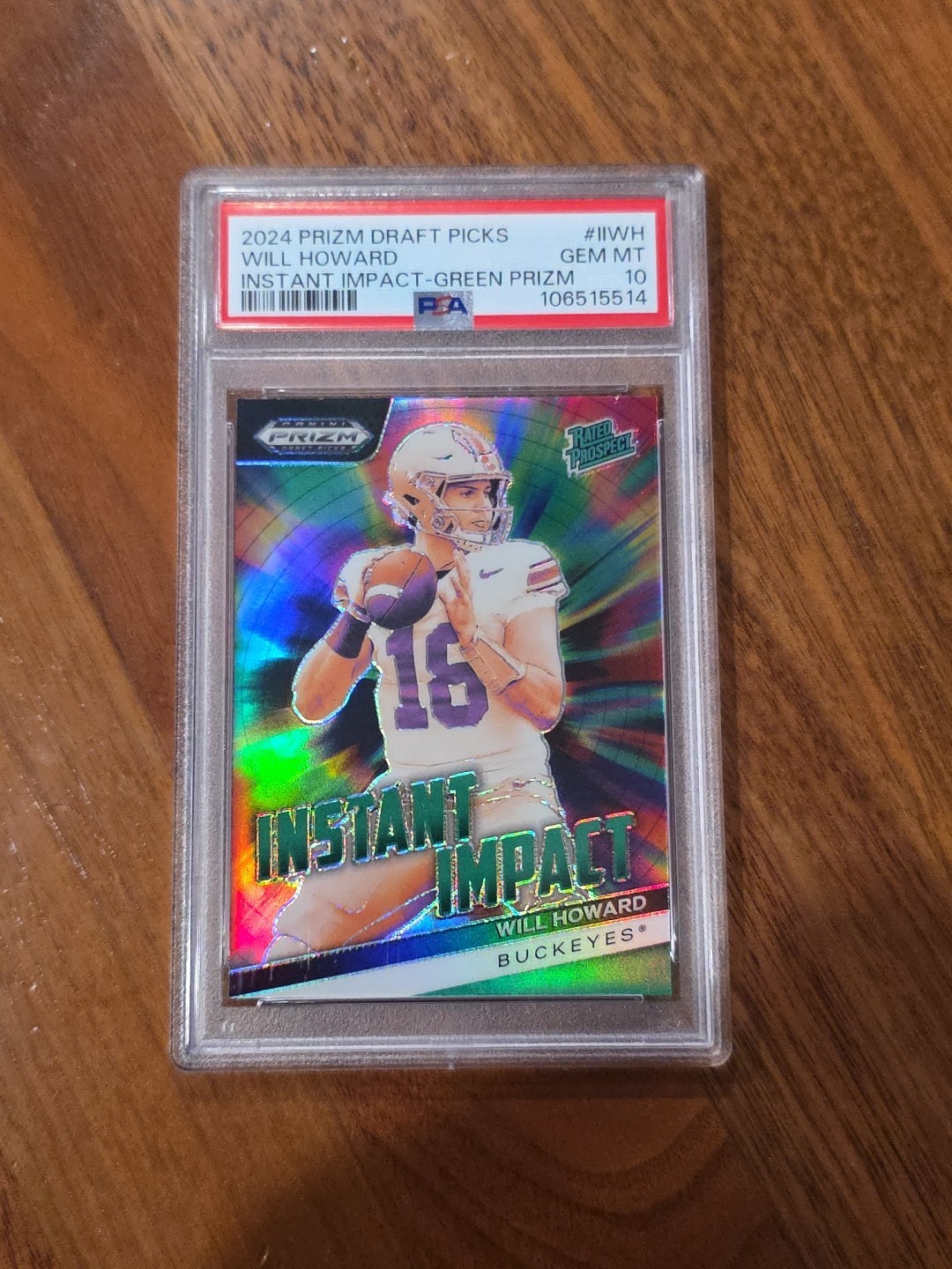 2024 Panini Prizm Draft Picks Will Howard Instant Impact Green Prizm Psa 10