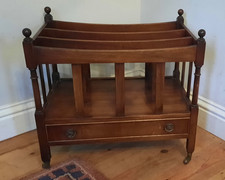 Vintage Mahogany Magazine Rack Canterbury Lower Drawer