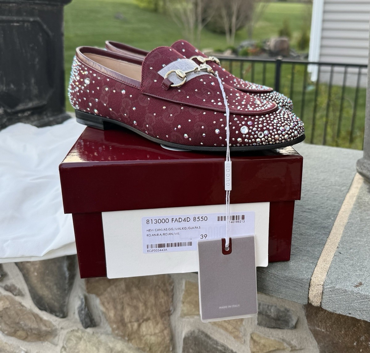 BNIB GUCCI Women's GG crystal Gucci Jordaan loafers, Sz. 39 Retail
