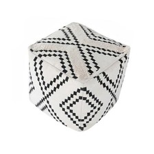 Decorative Square Pouf Cover, Black, 17.7 17.7 17.7", 17.7"D x 17.7"W x 17.7"H