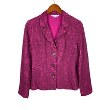 Cabi Frolic Blazer Jacket Plumberry Purple Lace Overlay Tailored Fit Women's 10