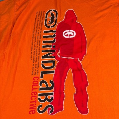Vintage Ecko Unltd T-Shirt Mens 2XL Orange Mindlabs Streetwear Hip