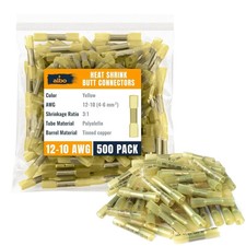 500PCS 12-10 AWG Heat Shrink Butt Connectors - Tinned Copper 1mm - Marine G