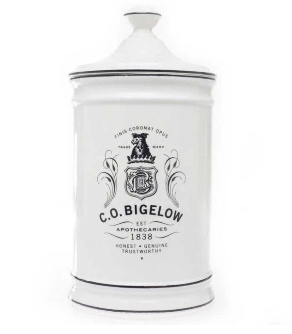 CO Bigelow Apothecary/Black and White / Storage Canister/mint
