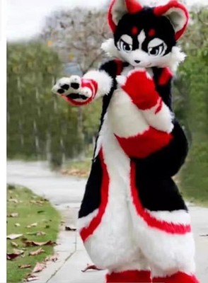 Long Fur Husky Dog Fox Mascot Costume Fursuit Halloween Suit Cosplay