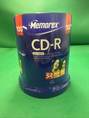 NEW - Memorex CD-R 700MB 100 Pack - 52x Sealed Discs Audio