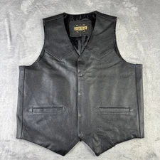 Guide Gear Leather Vest Mens Medium Black Concealed Carry Western Biker Lined