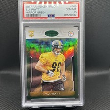2017 Panini Certified T.J. Watt #169 Mirror Green Rookie 4/5 RC Steelers PSA 10