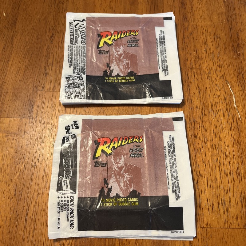 1981 Topps RAIDERS OF THE LOST ARK Trading Card Wax Wrappers (Lot of 18)