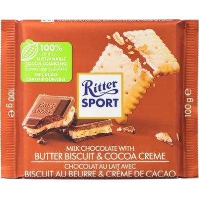 2-Pack Ritter Sport Chocolate, Milk with Butter Biscuit & Cocoa Crème