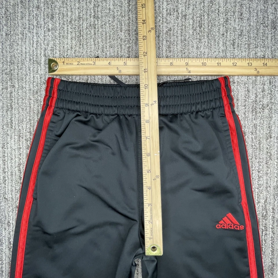 Adidas Boys Size 10/12 Pants Track Gym Workout Black Red Stripes - Image 2 of 4