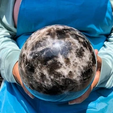 4080g TOP Natural Black Crystal Ball Quartz Crystal Sphere Healing 1145