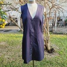 Steve Madden Navy Blue Pinstripe Sleeveless Dress Size Medium NWT 99.00
