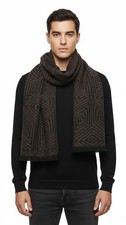 Lanvin 100 Wool Scarf with Geometric Pattern