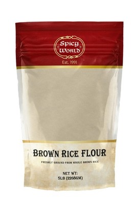 Brown Rice Flour 5 LB Bulk | Resealable Bag | USA Grown, Fine Ground Flour fo...