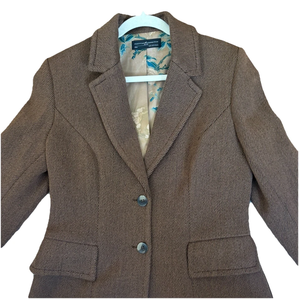 Peruvian Connection Alpaca & Wool Fit & Flare Coat In Brown Women’s Size US 10 - Image 4 of 4