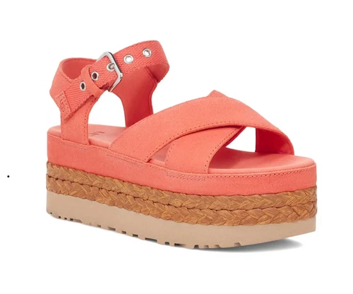 Sandali comodi Ugg donna Aubrey cinturino alla caviglia plateau taglia 9 corallo