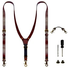 Top Grain Leather Suspenders for Men,0.8 wide,Adjustable Y-Back Braces Big T...
