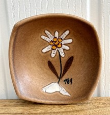 Vintage Claude Tessier Pottery Small Dish Bowl - Daisy Floral Detail - 4”