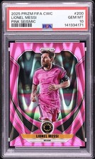 2025 Panini Prizm FIFA Club World Cup Pink Seismic Lionel Messi /299 #200 PSA 10