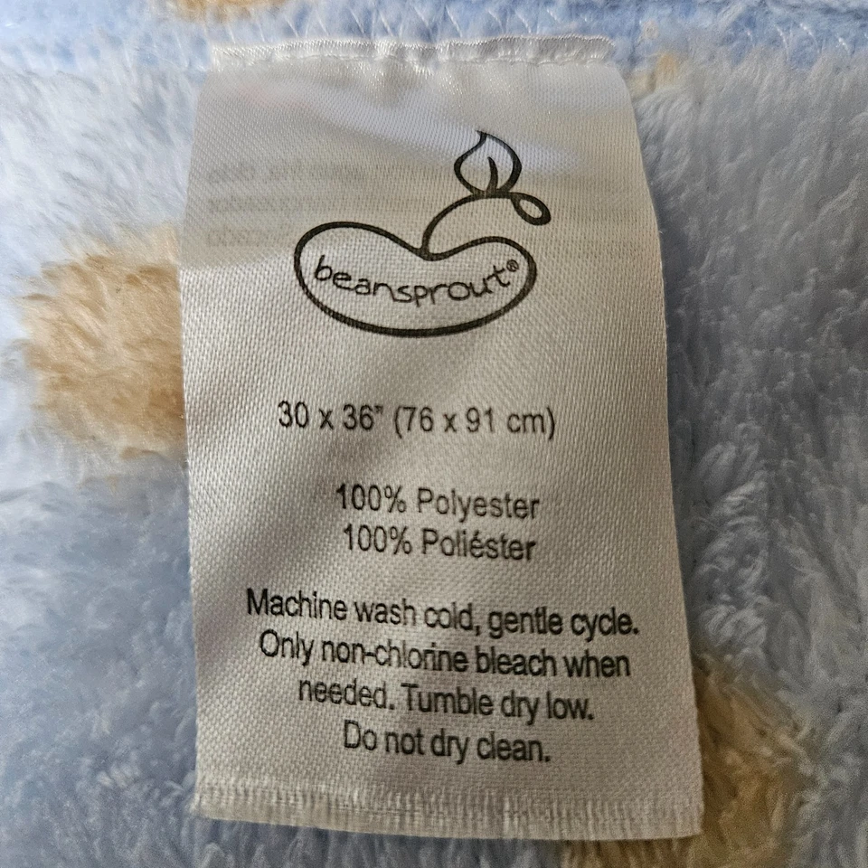 Beansprout Blue Fleece Baby Blanket Brown Polka Dots 30x36 Bean Sprout - Image 2 of 4