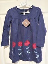 Tea Collection Girls' Long Sleeve Flower Navy Dress Size 4T NWT