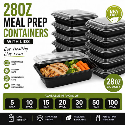 Meal Prep Lebensmittel Aufbewahrung Behälter mit Deckel 28 Unzen Mikrowelle Gefrierschrank Sicher Boxen UK