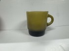 Fire-King Glass Coffee Mug with Handle Green Ombre Black Base Impressed — photo 2
