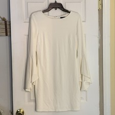 Lulus  Cream White BodyCon Mini Dress Bell Sleeve  Cocktail bridal Shower Sz L