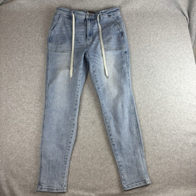#ad Judy Blue Jeans Women#x27;s 13 31 Light Wash Blue High Waist Joggers Denim Stretch $24.95