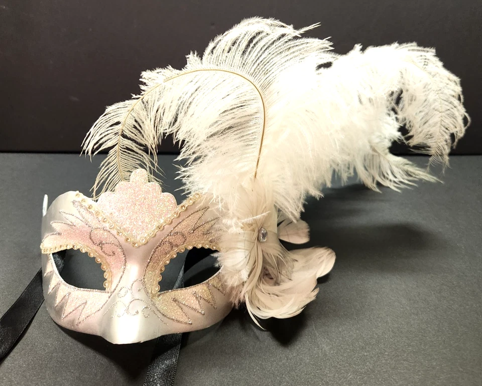 Pier 1 импортная маскарадная декоративная маска с перьями ручная роспись сделано в Италии - Изображение 2 из 4