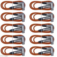 10pack Orange Right Angle female to straight male XLR patch cords cable 3ft foot