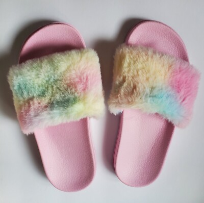 Wonder Nation Faux Fur Slide Sandals (Little Girls Big Girls)