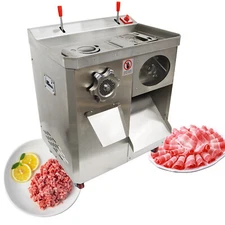 2 in 1 Commercial Meat Grinder and Meat Cutting Machine with 4mm Blade 110V