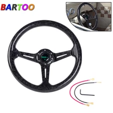 6 Bolt Universal 14inch/345mm Carbon Fiber Racing Steering Wheel Deep Dish