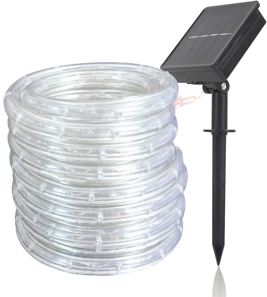 Solar 10M 20M 30M LED Rope Light PVC Hard Tube Party Christmas Lights Xmas 8Mode - Image 4 of 4