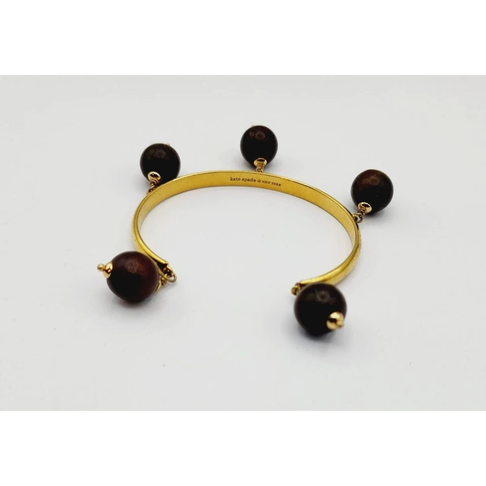 Brazalete Brazalete Kate Spade New York Tono Dorado Marrón Cuentas Cuentas 2 1/4" Foto 2 de 4