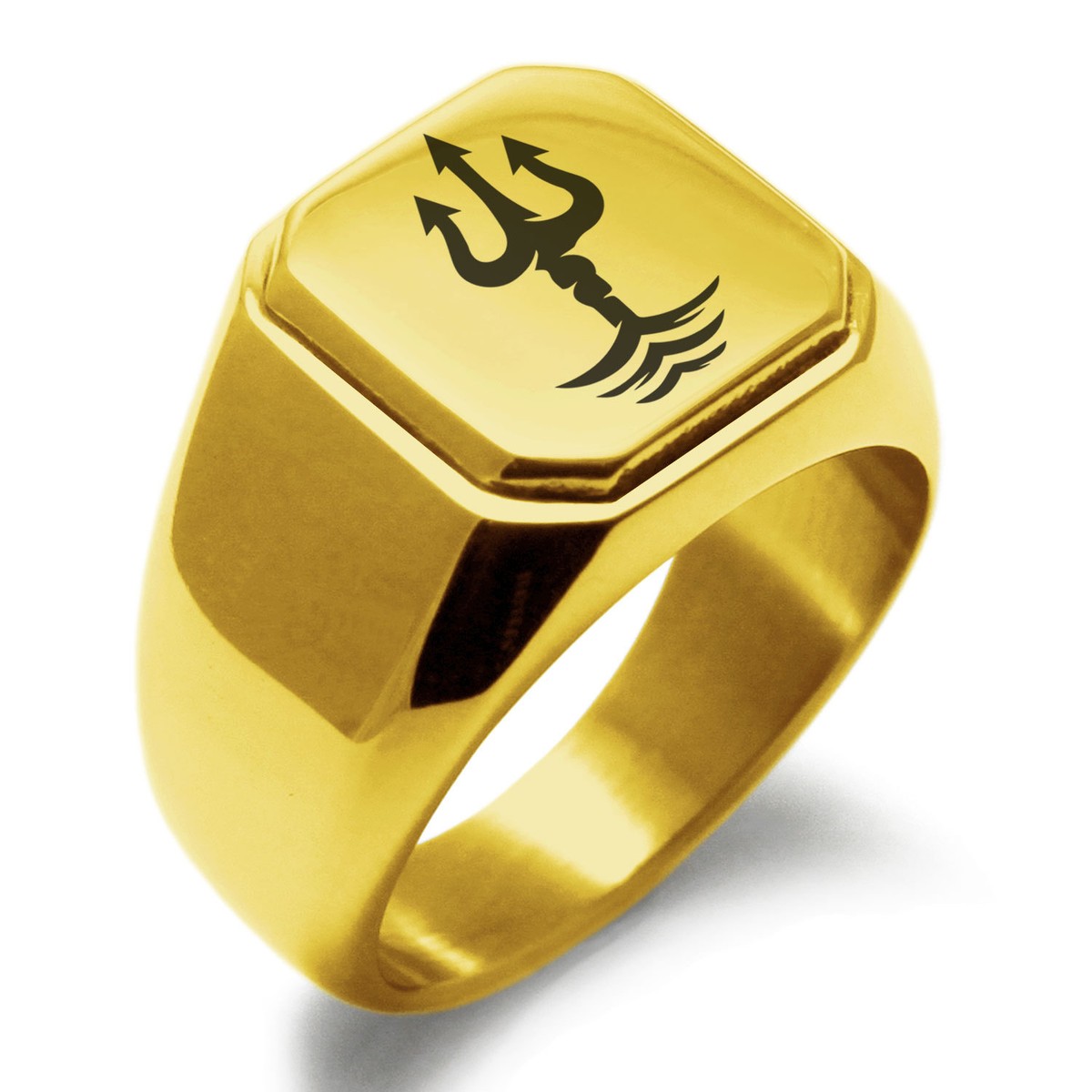 Stainless Steel Poseidon Greek God of Sea Symbol Square Biker - Main Image