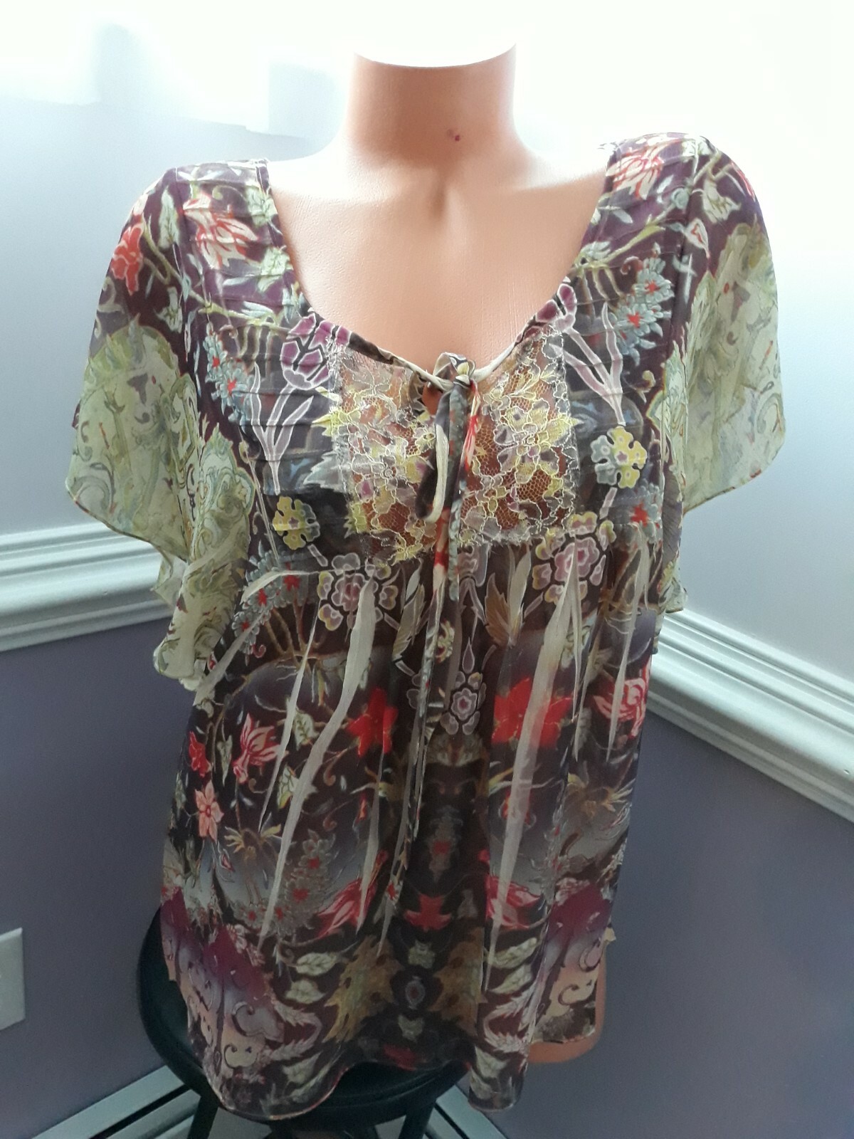 Covington Size Medium polyester tunic top multico… - image 1